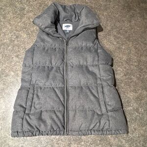 Old Navy Women's Girls Gray Spring Quilted Puffer Vest Full Zip Pockets Size XS